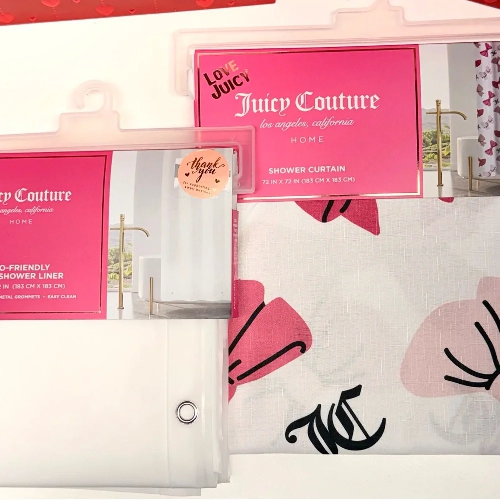 Juicy Couture Shower Curtain and Shower Liner Set NWT